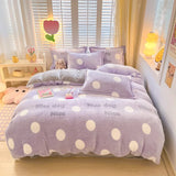 Gaeaspace  -  Winter Thick Warm Plush Comforter Cover Queen Bedding Sets Cartoon Quilt Cover Bed Sheet Pillowcase 4pcs Luxury Bed Linens