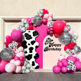 Gaeaspace  -  1 set of Ranch Cow Theme Pink Blue Brown Silver Disco 4D Balloon Garland Arch Set, Birthday Baby Shower Wedding Party Decoration