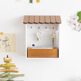 Gaeaspace  -  Solid Wood Storage Box with Hooks Key Sundries Holder Rack Japanese Wall Hanging Organizer for Entrance Hallway Decoration