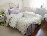 Gaeaspace  -  Romantic fairyfair purple green floral bedset,fresh flower full queen king cotton home textile bedspread pillow case quilt cover