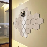 Gaeaspace  -  24pcs/set 3D Acrylic DIY Self-adhesive Decorative Decal Hexagonal Geometric Mirror Wall Pasted Hexagon