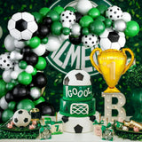 Gaeaspace  -  127Pcs Green White Black Football Trophy Foil Balloon Garland Arch Set Birthday Party Kids Toys Football Themed PartyDecorations