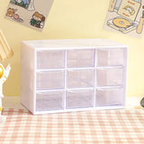 Gaeaspace  -  Desktop 9 Grid Storage Boxes Organizer Transparent Small Drawer Partitioned Student Desk Wall-mounted Sundries Storage Box Cute