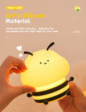 Gaeaspace  -  LED Night light Cute Bee Cartoon Animals Silicone Lamp for Children Kid Touch Sensor Timing USB Rechargeable For Birthday Gifts