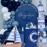 Gaeaspace  -  116Pcs Navy Blue White Balloons Garland Arch Kit Dusty Blue Latex Balloon for Nautical Theme Party Decorations Birthday Supplies