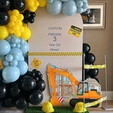 Gaeaspace  -  115pcs Construction Balloons Garland Arch Kit Black Yellow Ice Blue Balloons for Birthday Baby Shower Trucker Party Decorations