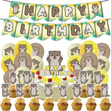 Gaeaspace  -  Otter Themed Birthday Party Decorations Cute Otter Balloons Happy Birthday Banner Cake Toppers for Children Birthday Supplies