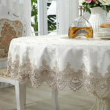 Gaeaspace  -  European Style Round Tablecloth, Elegant Lace Tablecloth, Dining Table Cloth, Kitchen Table Cover, Decorative Towel