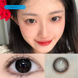 Gaeaspace  -  Gugu Black Colored Contact Lenses Soft For Eyes Small Beauty Pupil Myopia Prescription Degrees Yearly Natural New