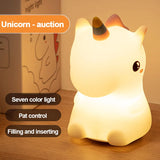 Gaeaspace  -  unicorn Cute Silicone LED Night Light For Kids children USB Rechargeable Cartoon Animal bedroom decor Touch Night Lamp for gifts