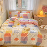 Gaeaspace  -  Kawaii Strawberry Rabbit Bedding Set For Home Cotton Twin Full Queen Size Cute Double Fitted Bed Sheet Girl Quilt Duvet Cover