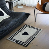 Gaeaspace  -  Love Flocking Carpet Black And White Nordic Style Cute Entry Door Living Room Bedroom Floor Mat Toilet Bathroom Non-slip Mat