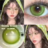 Gaeaspace  -  1 Pair Green Colored Contacts Lens with Myopia Yearly Summer New Style Korean Big Eyes Soft Pupils Fast Shipping