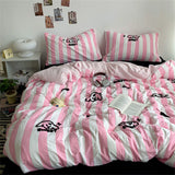 Gaeaspace  -  Washed Cotton Bedding Sets Cartoon Dog Embroidery Four Piece Set Bedroom Decor Duvet Cover Pillowcase Bedspread Bed Cover Sets﻿