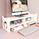 Gaeaspace  -  Office Desktop Computer Monitor Screen Heightened Wooden  Bracket Stand Laptop Cute Raised Shelf Organizer Office Supplies