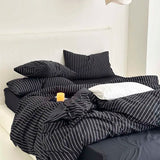 Gaeasapce  -  Bedding Set 100%Cotton Simple Black Stripe Duvet Cover Set Single Full Double Queen King Nordic Quilt Cover Bed Sheet Pillowcase