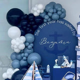 Gaeaspace  -  116Pcs Navy Blue White Balloons Garland Arch Kit Dusty Blue Latex Balloon for Nautical Theme Party Decorations Birthday Supplies