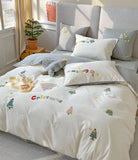 Gaeaspace  -  CUTE embroidery tree pine bedding set,twin full queen king lovely colorful cotton home textile bed sheet pillow case quilt cover