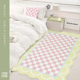 Gaeaspace  -  Checkerboard carpet cute plaid irregular IG girly rugs large area bedroom carpet fluffy soft polyester floor mat decoration home