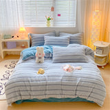 Gaeaspace  -  Rabbit Plush Bedding Set Milk Velvet Winter Warm Four Piece Set Thicken Quilt Cover Bed Linen Pillowcase Home King Bedroom Decor