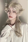 Gaeaspace  -  Beige Medium Long Curly Hair Retro Ouji Wig with Bangs 18 Inch 13x4 HD Wigs for Women Lolita for Cosplay and Party Use