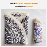 Gaeaspace  -  Hand Woven Cotton Linen Carpet Retro Bohemian Round Bedside Geometric Floor Mat Living Room Home Decor Boho Mandala Tassel Rug