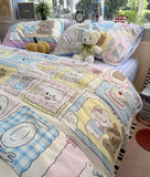 Gaeaspace  -  Cute cartoon cat cake doughnut blue pink bedding set teen,twin full queen cotton home textile bed sheet pillow case quilt cover