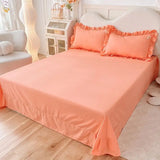 Gaeaspace  - Korean version bed skirt four piece set, princess style bedding set, autumn and winter thickened matte four piece set