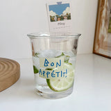 Gaeaspace  -  1 Piece Creative Heavy Glass Tumbler Cup French Style Bon Appetit Iced Coffee Juice Water Glasses Cup 320ml