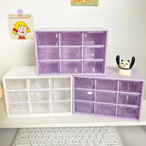 Gaeaspace  -  Desktop 9 Grid Storage Boxes Organizer Transparent Small Drawer Partitioned Student Desk Wall-mounted Sundries Storage Box Cute