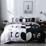 Gaeaspace  -  Brushed Printed Lovers Duvet Cover Set Queen Size Couple Bedding Set Double Bed Quilt Cover and Pillowcase Bedding Sets No Sheet