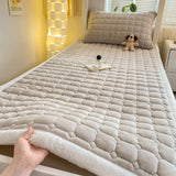 Gaeaspace  -  Dormitory Single Thick Warm Bed Sheet Winter Milk Velvet Mattress Topper Double Bedspread Thin Bed Pad Mattress Cover Tatami Mat