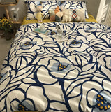 Gaeaspace  -  Modern pastoral blue flower bedding set girl,design cotton twin full queen king home textile flat sheet pillow case duvet cover