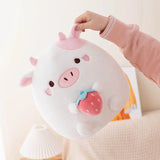 Gaeaspace  -  Cute Cartoon Cow Cat Plush Dolls Carry Ice Cream Strawberry Stuffed Squishy Cattle Kitty Round Fluffy Nap Pillow Gifts for Kids