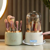 Gaeaspace  -  360° Rotating Makeup Brushes Holder Portable Desktop Cosmetic Organizer for Brushes Cosmetic Storage Box Clear Jewelry Container