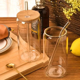 Gaeaspace  -  1/2/4pcs Drinking Glasses With Bamboo Lids And Glass Straw Set 16oz Can Shaped Glass Cups Beer Iced Coffee Glasses Tumbler Cup