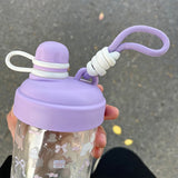 Gaeaspace  -  Kawaii Glass Water Bottle Aesthetic For Coffee Bubble Milk Tea Juice Cute Korean Flower Puppy Portable Girl Drink Bottle 500ml