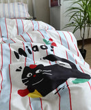 Gaeaspace  -  Cute cartoon cat stripe bedding set 1.2 1.5 1.8 2.0,twin full queen king cotton home textile bed sheet pillow case quilt cover