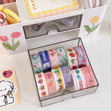 Gaeaspace  -  Ins Desktop Pen Holder Stationery Storage Box with Drawer Container Office School Supplies Kawaii Desk Accessories Pens Holder