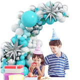 Gaeaspace  -  NEW 1set Blue Silver Balloon Wreath Children's Birthday Party Anniversary Wedding Valentine's Day Arched Balloon Set