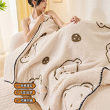 Gaeaspace  -  Modern Simple Winter Alpaca Thickened Blanket Soft Skin-friendly Cartoon Bear Sofa Blanket Casual Office Lunch Break Blanket