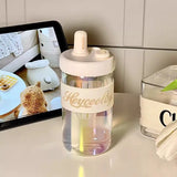 Gaeaspace  -  600ml Cute Glass Cup With Lid And Straw Cover Cap Infuser Glass Water Bottle Aesthetic For Coffee Tea Juice Drinking Bottle