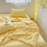 Gaeaspace  -  Korean Style Seersucker Summer Quilt Washed Cotton 200x230cm Thin Quilt Air Condition Blanket Bed Duvet Breathable Bedroom Decor