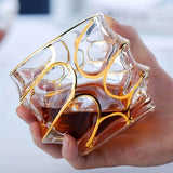 Gaeaspace  -  1pc Whiskey Glass Tumbler Golden Line Wine Whisky Glasses Golden Painted Crystal Barware Multi-Functional Beer Cocktail Cup