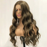 Gaeaspace  -  Brown Wig Synthetic Lace Wig Honey Brown Wavy Wig Long Brown Lace Front Wig Glueless Hair Wig Dark Brown Wigs for Women Fashion