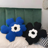 Gaeaspace  -  Ins Blue Flower Floral Daisy Pillow Back Cushion Embroidery Home Decoration for Sofa Bed Chair Living Room