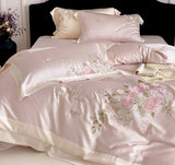 Gaeaspace -  Sweet fashion embroidery flower pink bedding set,full queen king elegant double home textile bed sheet pillowcase quilt cover