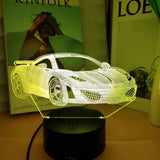 Gaeaspace  -  1pc Car  3D Night Light, 3D Optical Illusion Lamp With Touch, 7-Color Changing Ambient Light For Bedroom