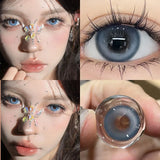 Gaeaspace  -  2PCS Contact Lenses with Degree -0.00 to-8.00 Blue Eye Green Korea Lens Purple Black Makeup Beauty Pupils Fast Delivery