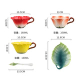 Gaeaspace  -  200ml Ceramic Coffee Cup Saucer Flower Type Mug Exquisite Afternoon Tea Latte Coffee Cup Home Breakfast Milk Mug Birthday Gifts